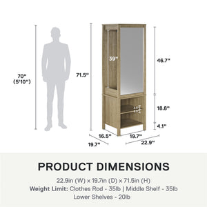 Ameriwood Home Wimberly Wardrobe with Mirror - Natural