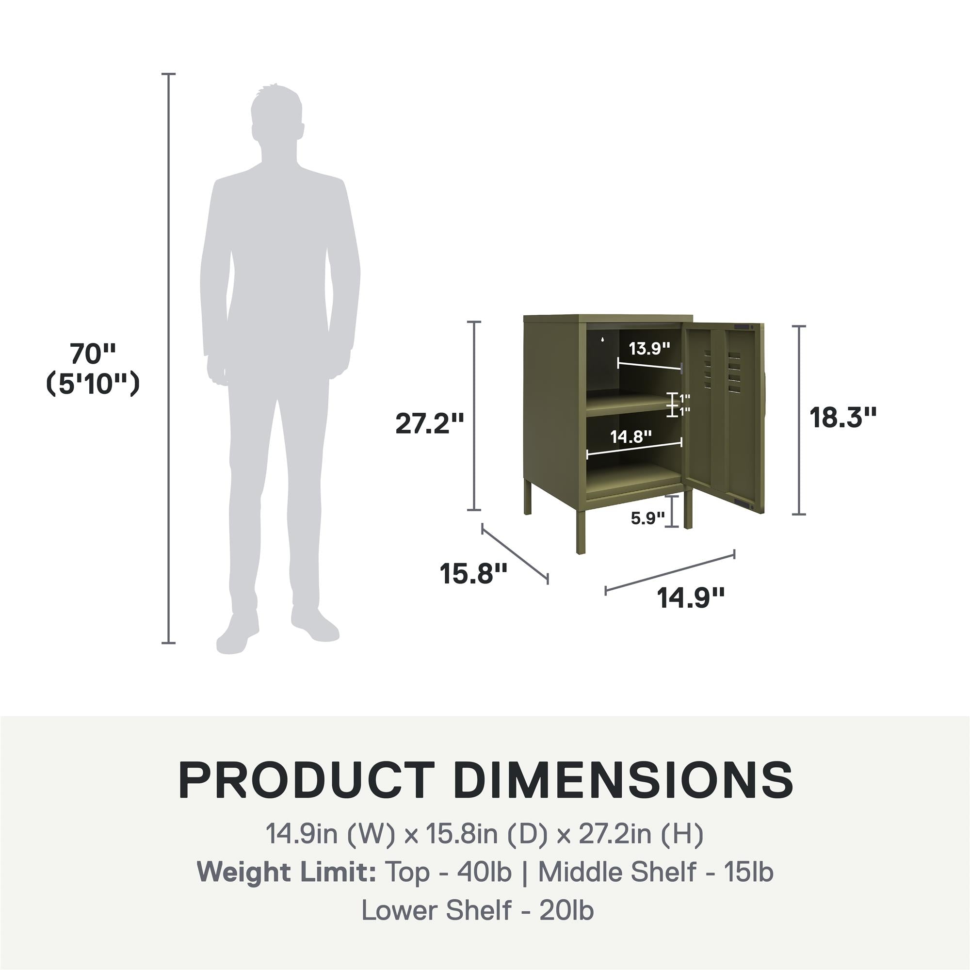 Systembuild Evolution Mission District Metal Locker End Table - Olive Green