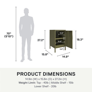 Systembuild Evolution Mission District Metal Locker End Table - Olive Green