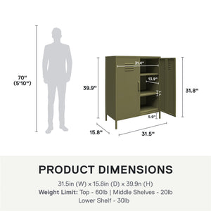 Systembuild Evolution Mission District 2-Door Metal Locker Cabinet - Olive Green