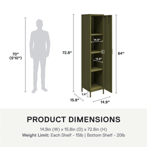 Systembuild Evolution Mission District Single Metal Locker Storage Cabinet - Olive Green