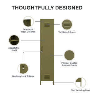 Systembuild Evolution Mission District Single Metal Locker Storage Cabinet - Olive Green