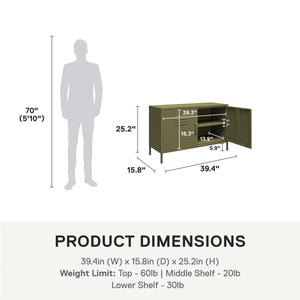 Systembuild Evolution Mission District 2 Door Metal Locker Accent Cabinet - Olive Green
