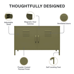 Systembuild Evolution Mission District 2 Door Metal Locker Accent Cabinet - Olive Green