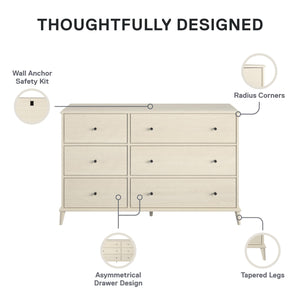 Ameriwood Home Farnsworth 6-Drawer Dresser - Ivory Oak - 6 Drawer