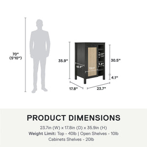 Ameriwood Home Wimberly Bar Cabinet - Black Oak