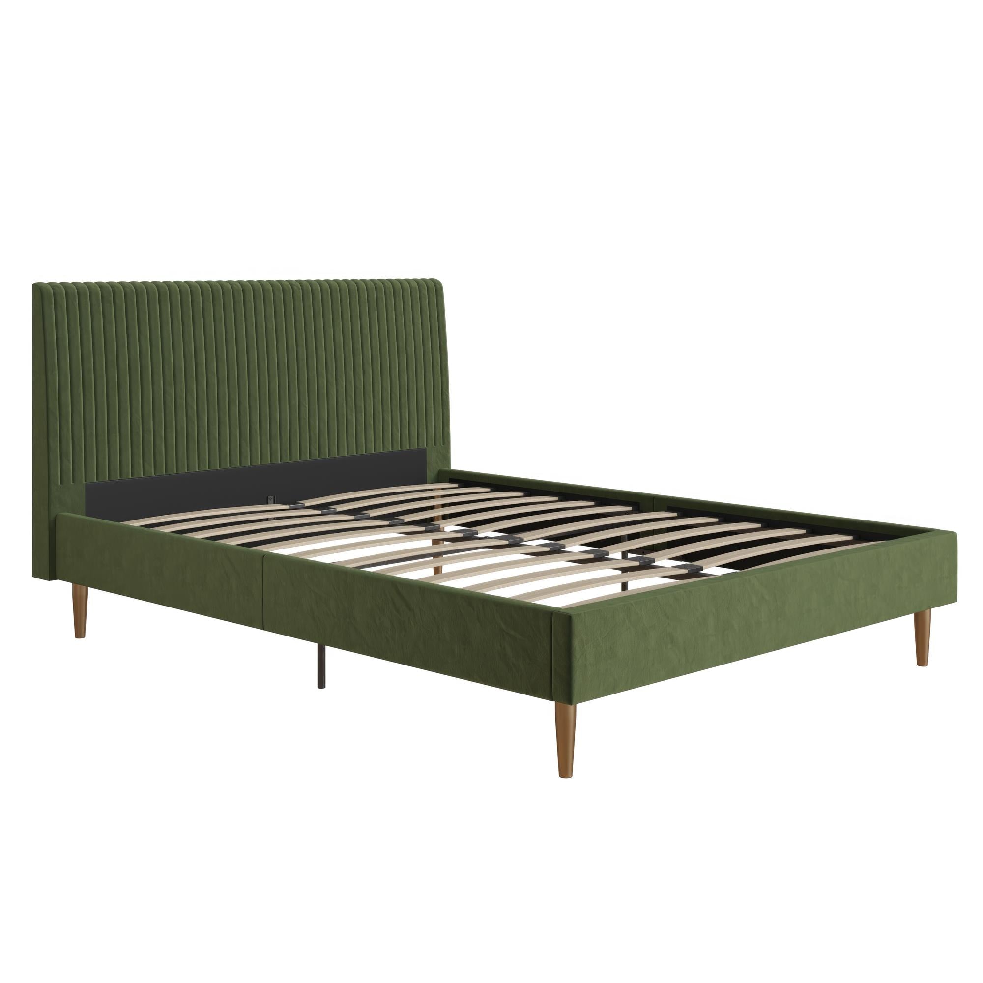 Mr. Kate Daphne Upholstered Bed - Olive Green Velvet - Queen