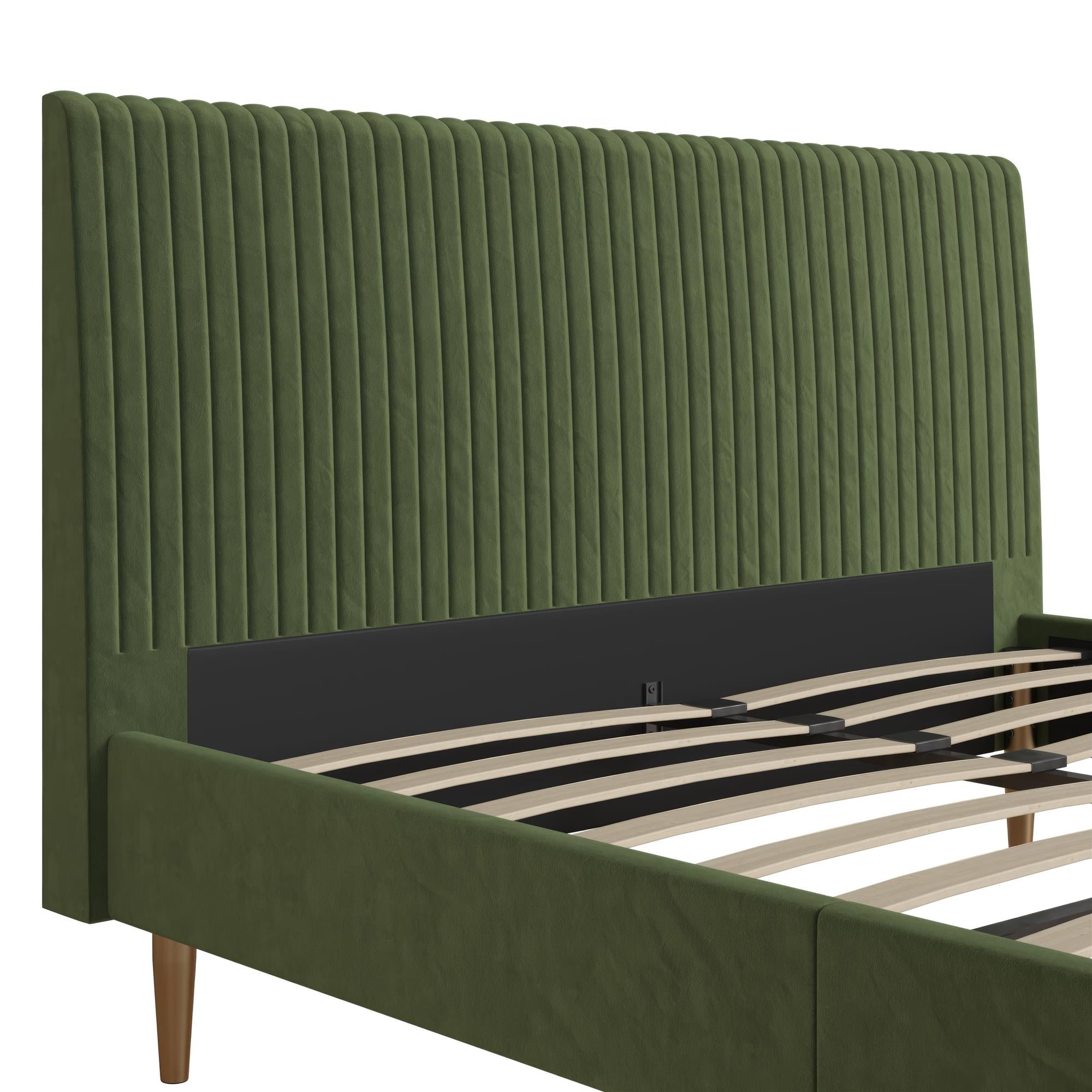 Mr. Kate Daphne Upholstered Bed - Olive Green Velvet - Queen