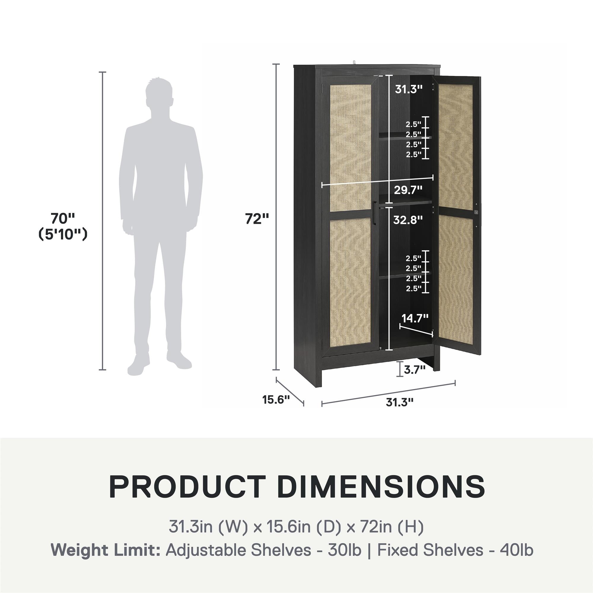Ameriwood Home Wimberly Tall 2-Door Cabinet - Black Oak