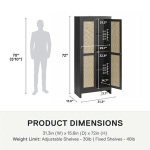 Ameriwood Home Wimberly Tall 2-Door Cabinet - Black Oak