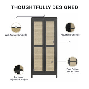 Ameriwood Home Wimberly Tall 2-Door Cabinet - Black Oak