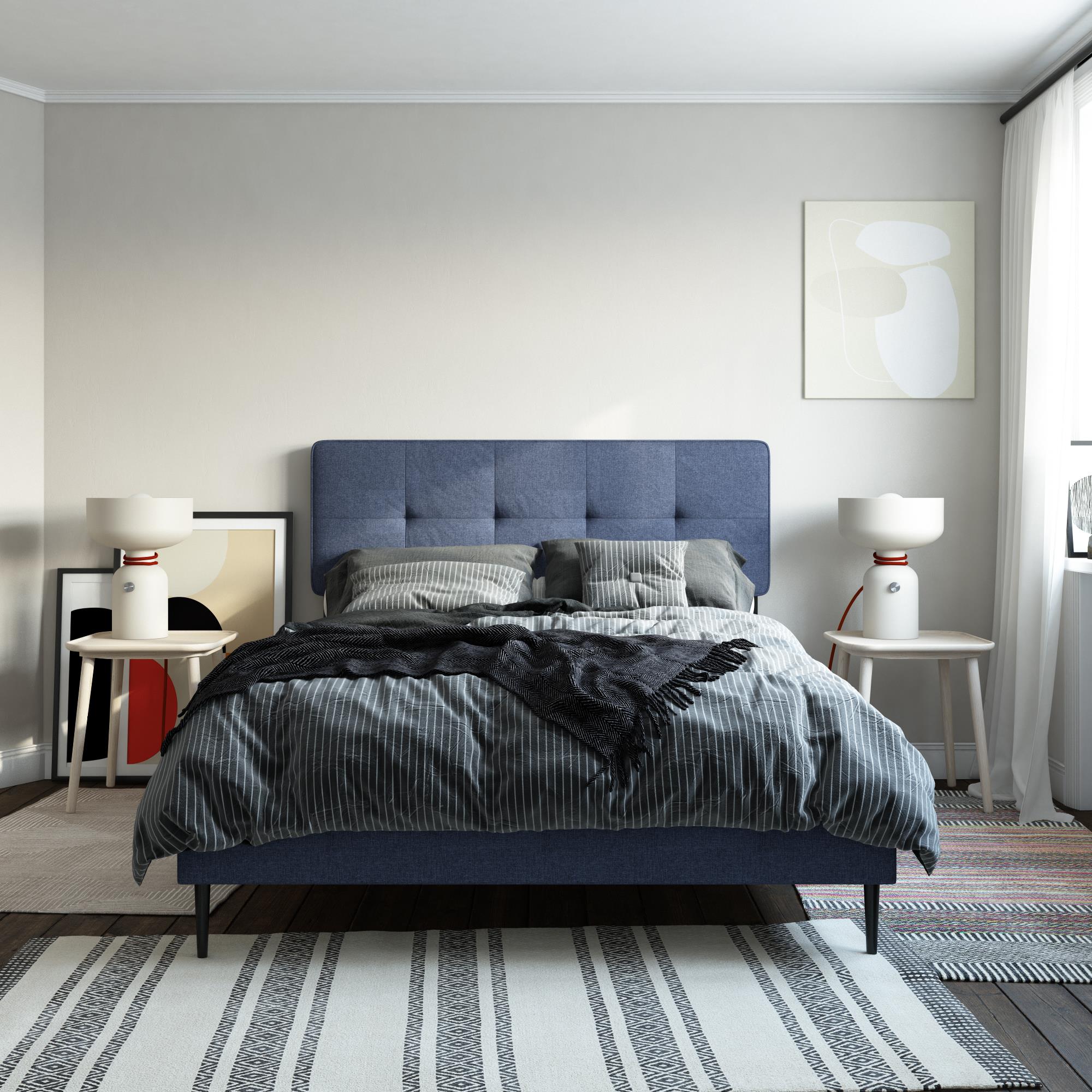 RealRooms Tyler Upholstered Bed - Blue - Queen
