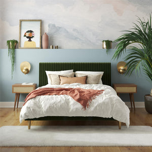 Mr. Kate Daphne Upholstered Bed - Olive Green Velvet - Queen
