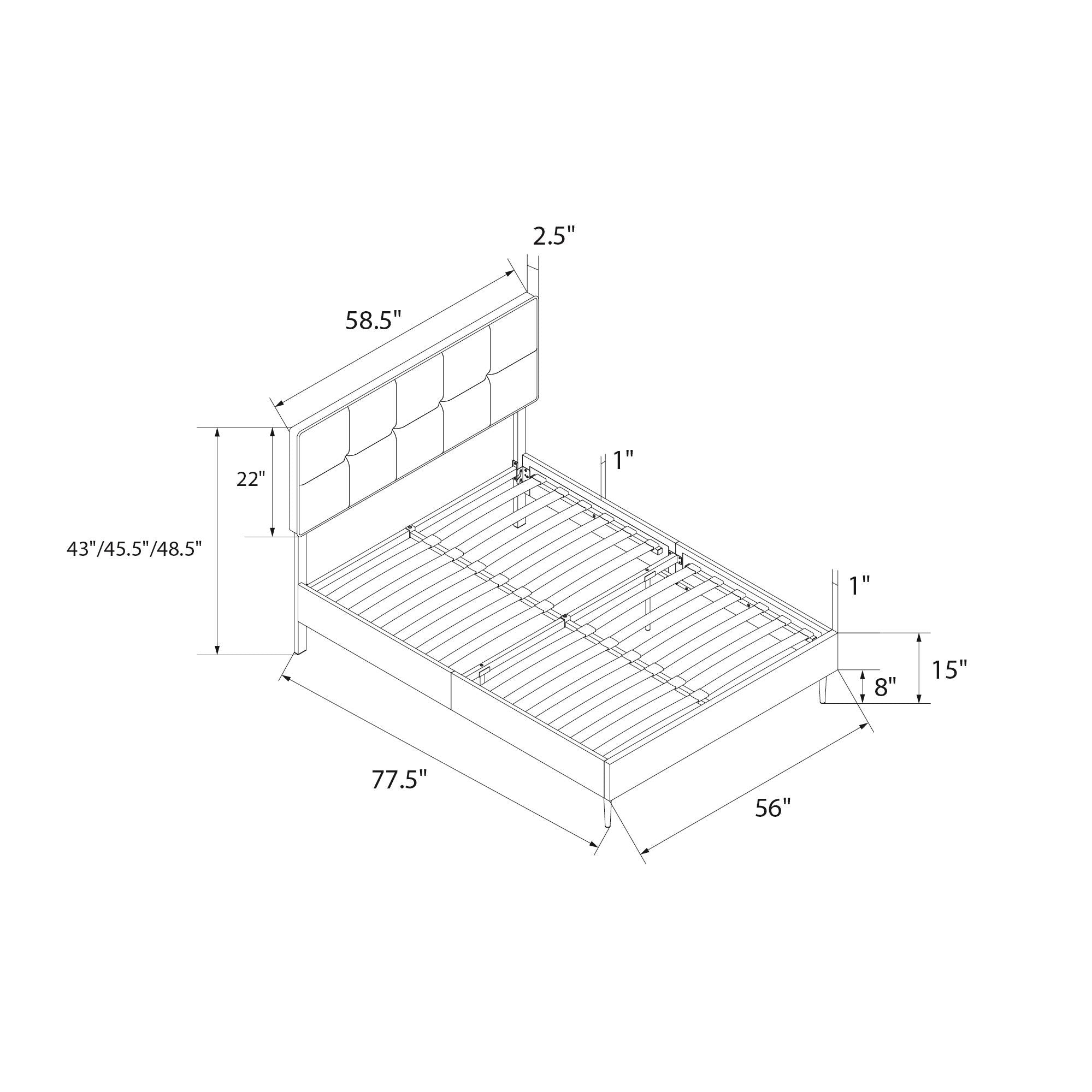 RealRooms Tyler Upholstered Bed - Dark Gray - Full