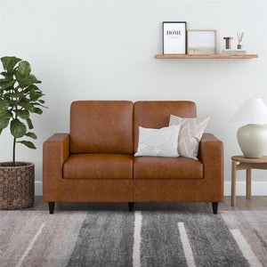 DHP Cooper Loveseat - Camel Faux Leather