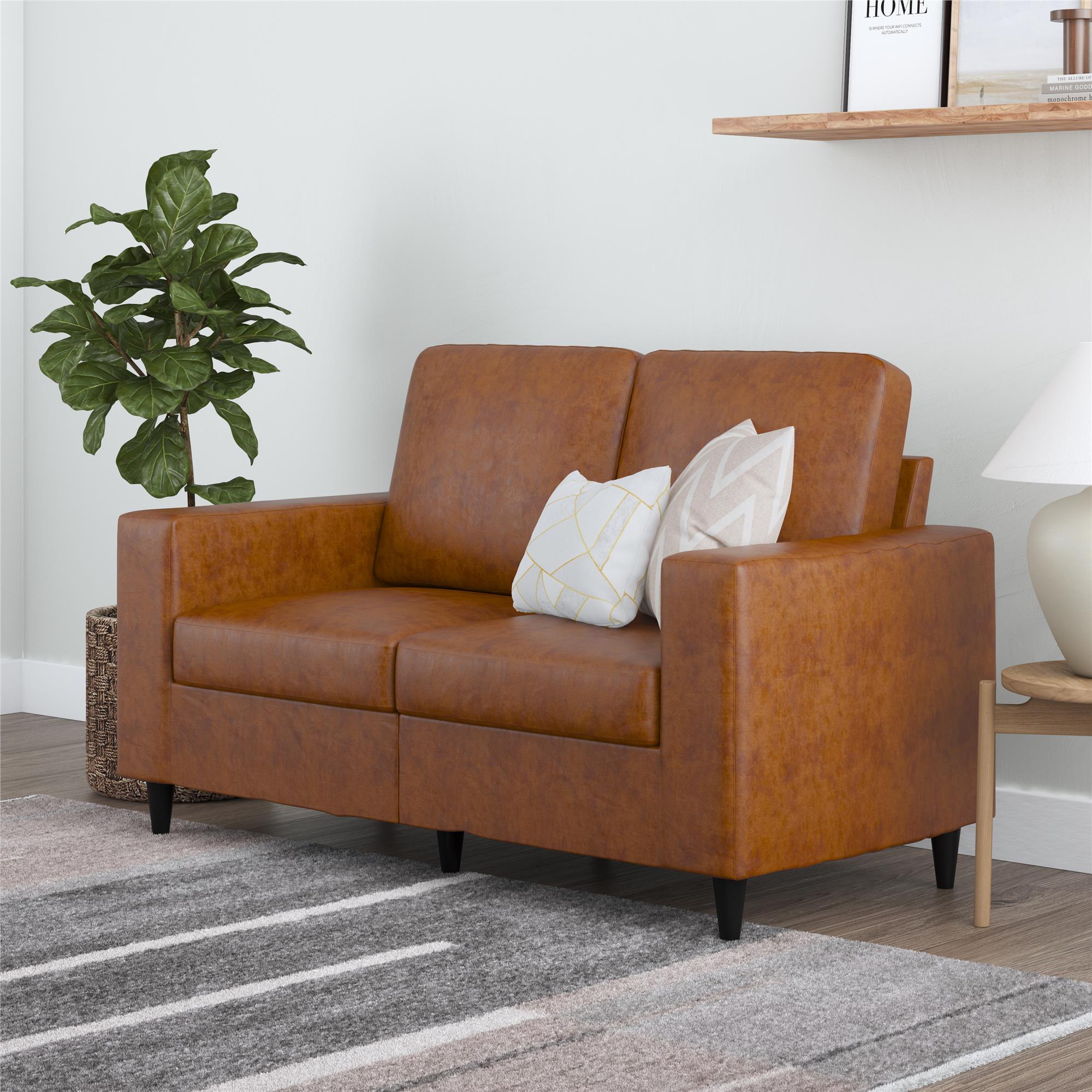 DHP Cooper Loveseat - Camel Faux Leather
