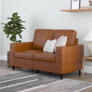 DHP Cooper Loveseat - Camel Faux Leather