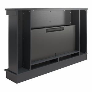 Ameriwood Home Elmcroft Wide Painted Mantel with Linear Electric Fireplace - Black
