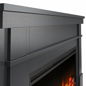 Ameriwood Home Elmcroft Wide Painted Mantel with Linear Electric Fireplace - Black