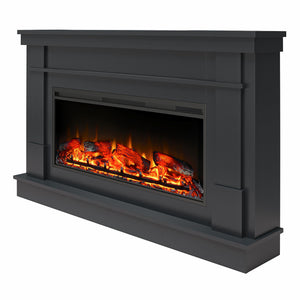Ameriwood Home Elmcroft Wide Painted Mantel with Linear Electric Fireplace - Black