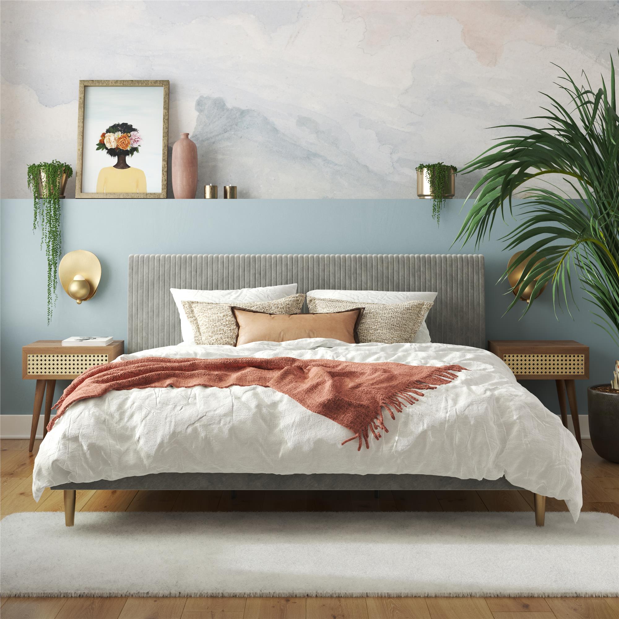 Mr. Kate Daphne Upholstered Bed - Light Gray - King