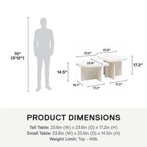 Ameriwood Home Daytona 2-Piece Modern Coffee Table with Rounded Edges - Plaster