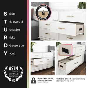 CosmoLiving Elizabeth 6-Drawer Dresser - Dove Gray