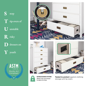 Piper Kids' 6-Drawer Dresser, Ivory White - Cream