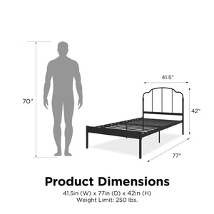 RealRooms Camie Metal Bed - Black - Twin