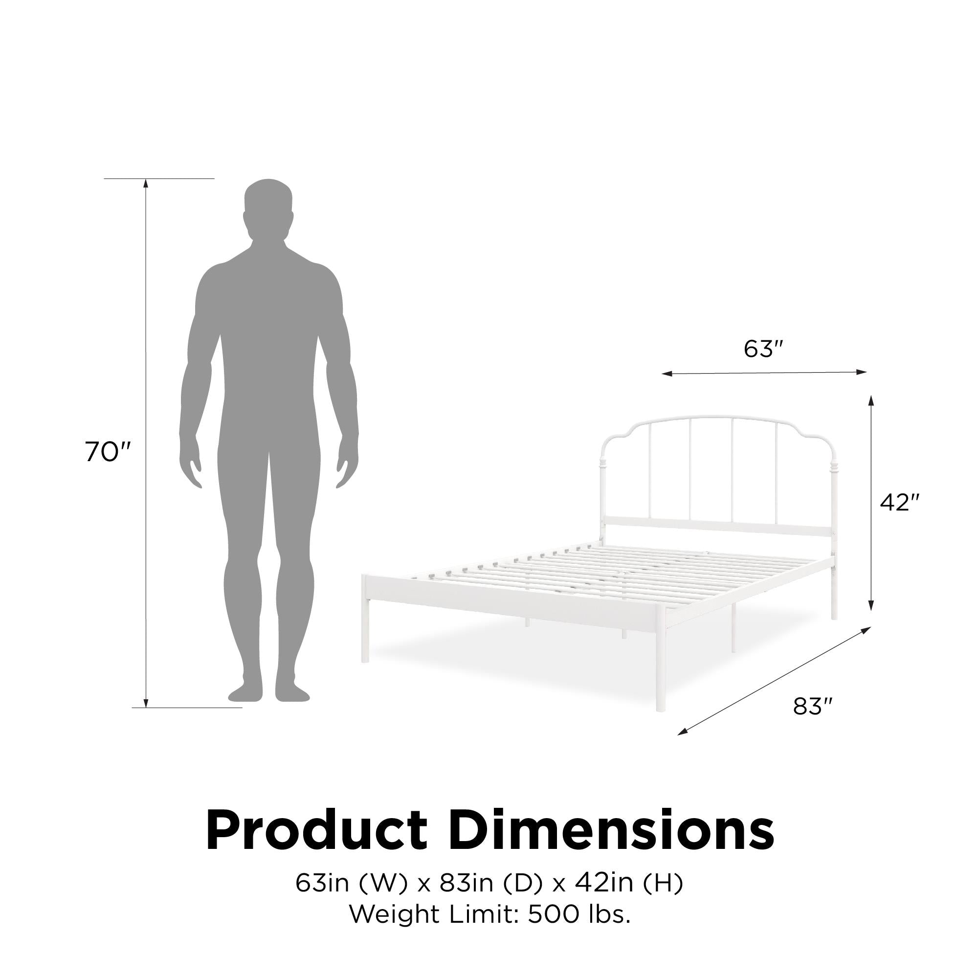 RealRooms Camie Metal Bed - White - Queen