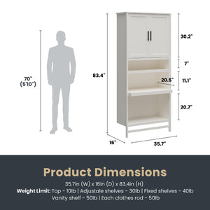 Systembuild Evolution Luxe 5-Shelf Closet Vanity Tower - Ivory Oak