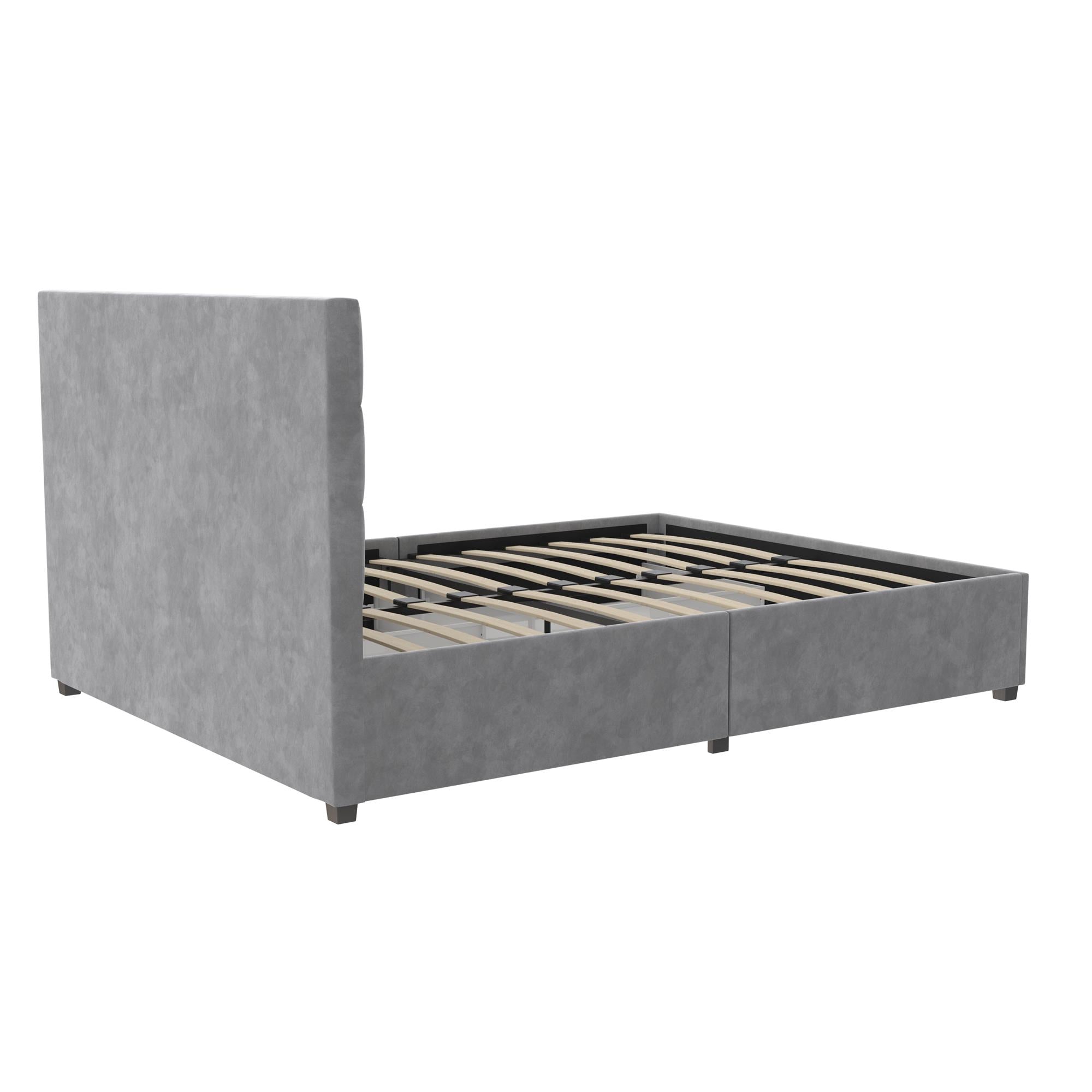 CosmoLiving Serena Upholstered Bed with Drawers - Light Gray - Queen
