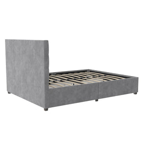 CosmoLiving Serena Upholstered Bed with Drawers - Light Gray - Queen