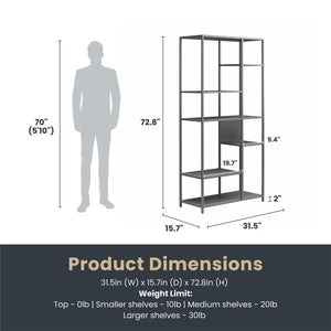 Systembuild Evolution Mission District Metal Bookcase Room Divider - Graphite Grey