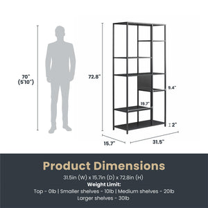 Systembuild Evolution Mission District Metal Bookcase Room Divider - Black