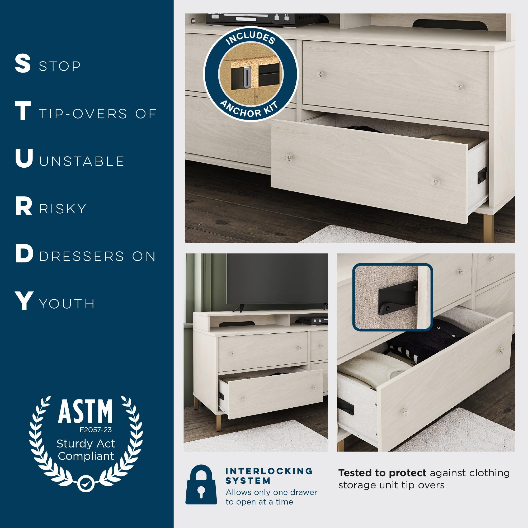 Novogratz Kalissa Media Dresser for TVs up to 50" - Gray Oak