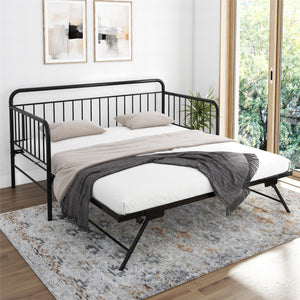 DHP Oddny Metal Daybed with Pop Up Trundle Bed - Black - Twin