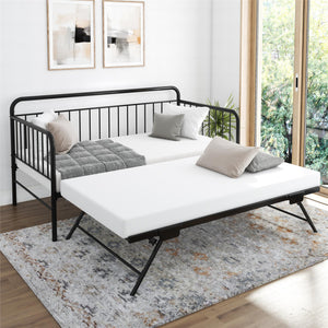 DHP Oddny Metal Daybed with Pop Up Trundle Bed - Black - Twin