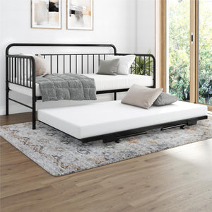 DHP Oddny Metal Daybed with Pop Up Trundle Bed - Black - Twin