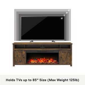 Ameriwood Home Farmington Electric Fireplace TV Console with Remote for TVs up to 85" - Century Barn Pine