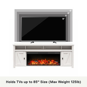 Ameriwood Home Farmington Electric Fireplace TV Console with Remote for TVs up to 85" - Ivory Oak