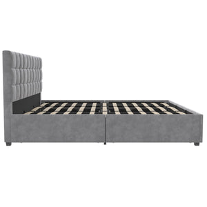 CosmoLiving Serena Upholstered Bed with Drawers - Light Gray - King