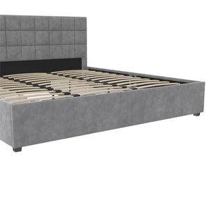 CosmoLiving Serena Upholstered Bed with Drawers - Light Gray - King