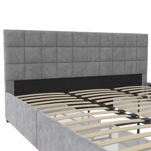 CosmoLiving Serena Upholstered Bed with Drawers - Light Gray - King