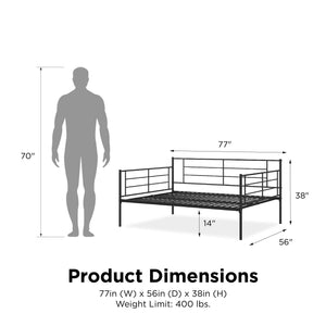 RealRooms Praxis Metal Daybed - Black - Full