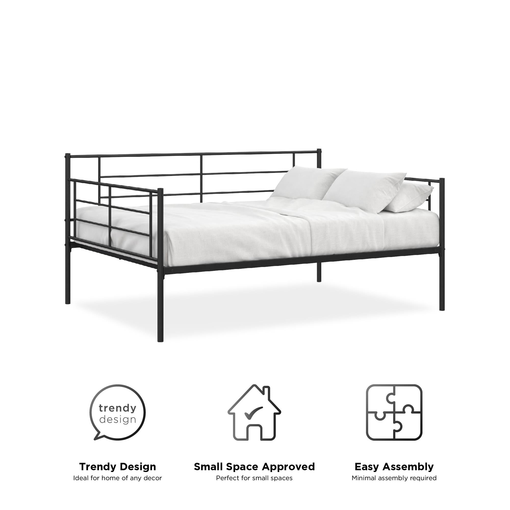 RealRooms Praxis Metal Daybed - Black - Full