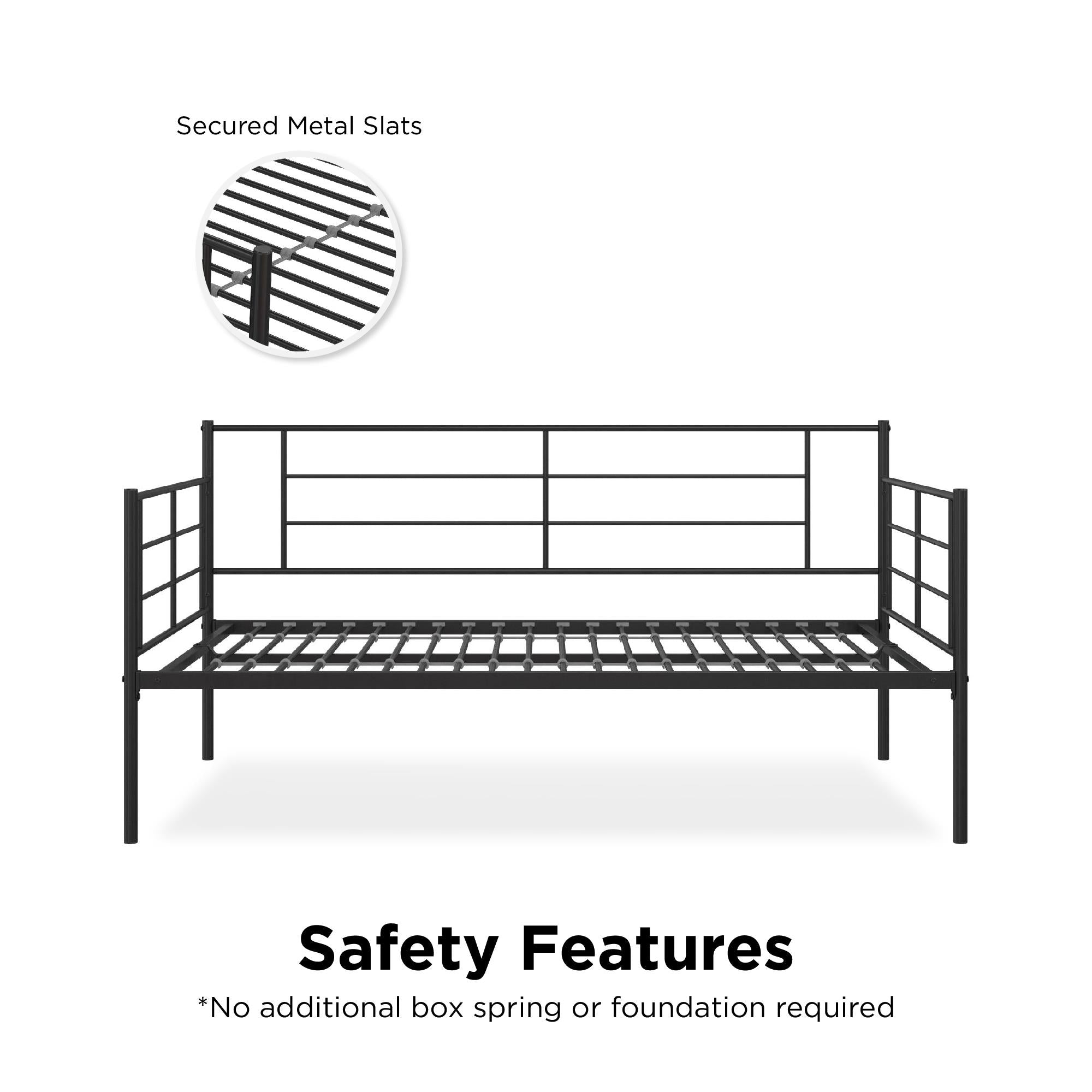 RealRooms Praxis Metal Daybed - Black - Full