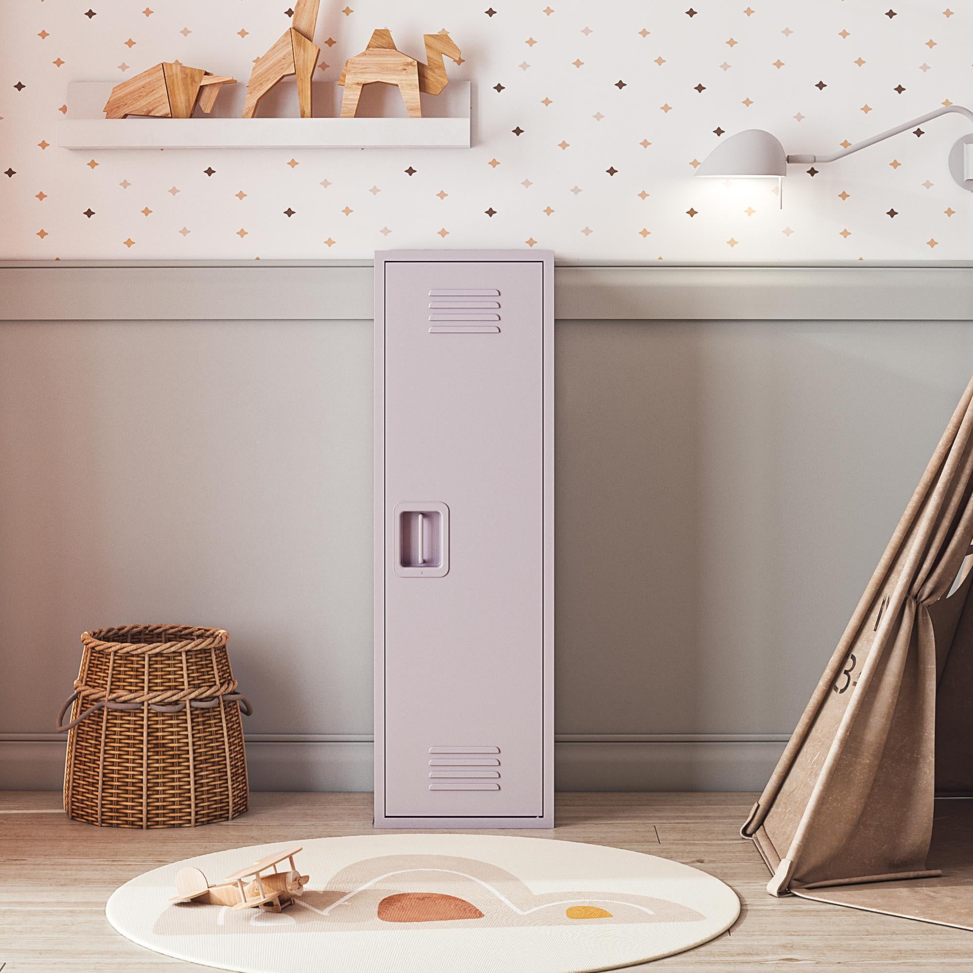Max & Finn Casey Kids Tall Metal Storage Locker - Lavender