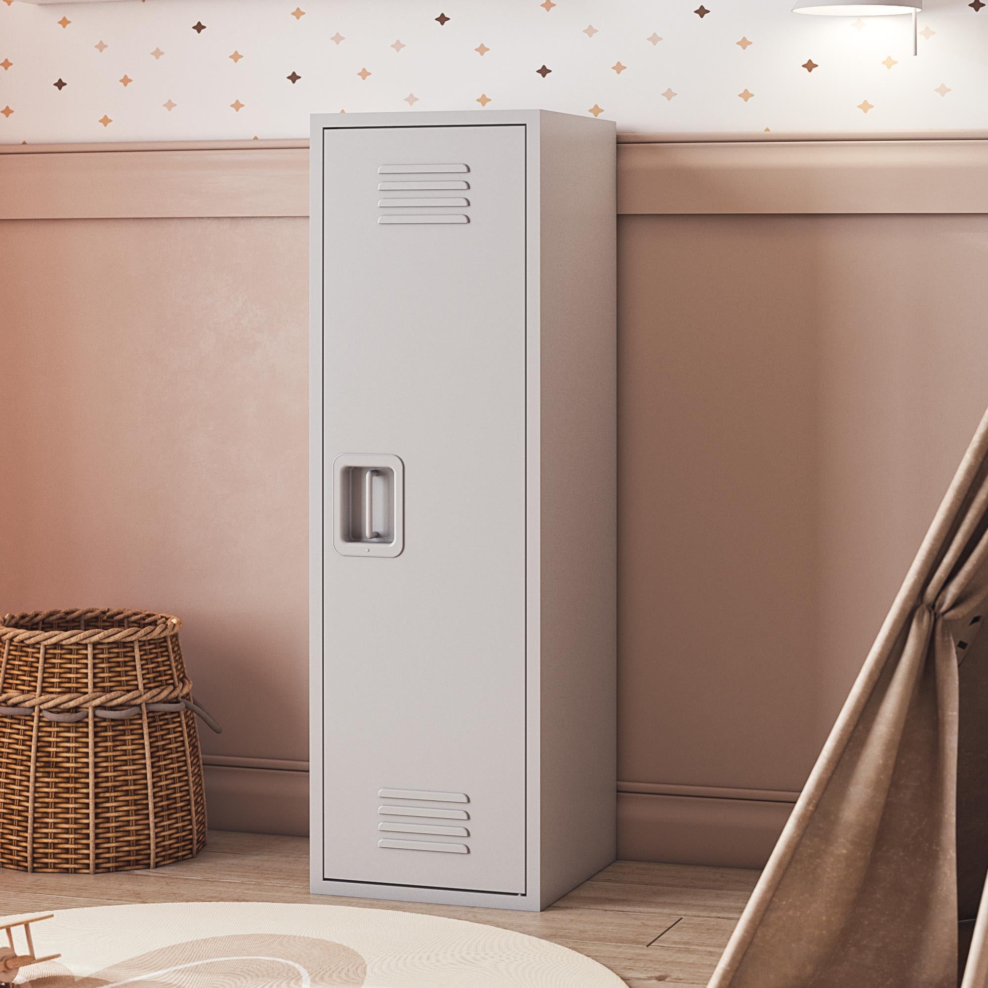 Max & Finn Casey Kids Tall Metal Storage Locker - Dove Gray