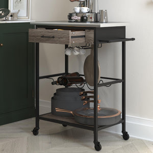 Novogratz Nora Multifunctional Kitchen Cart - Black